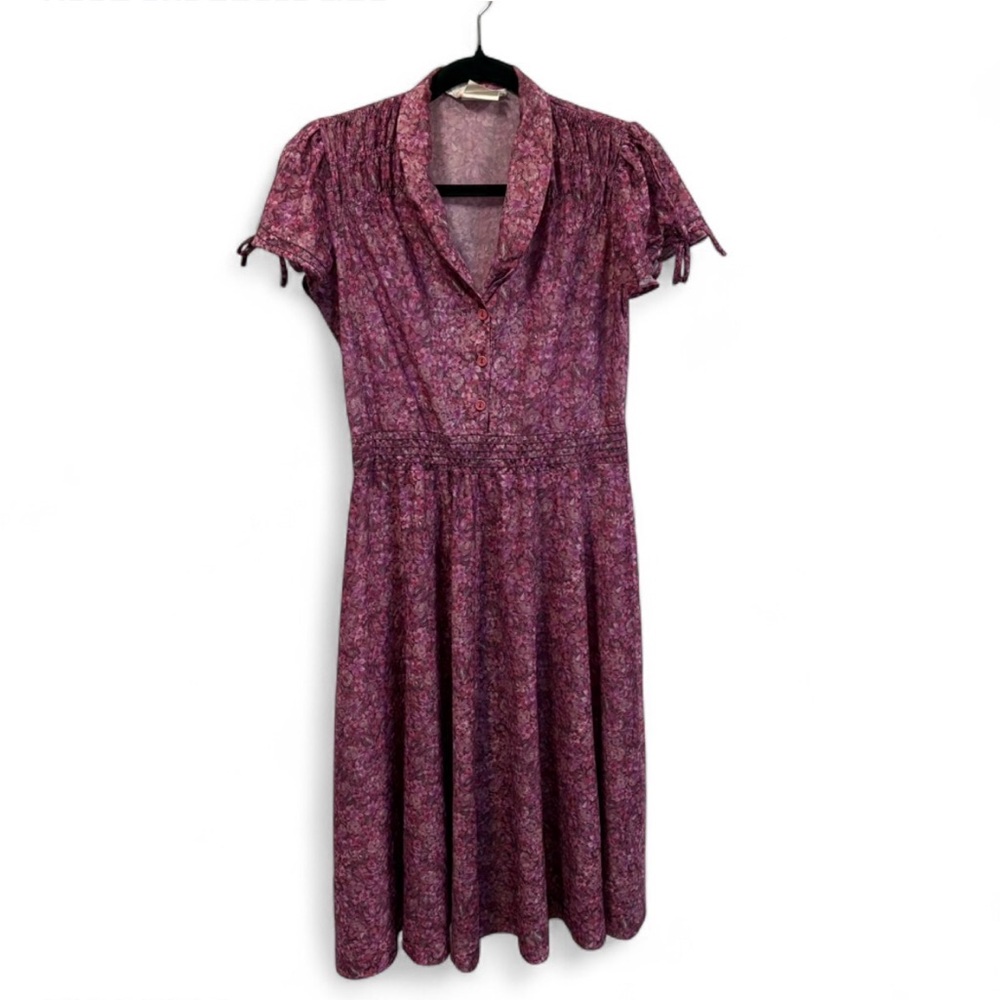 Vintage 70’s Purple Floral Midi Dress